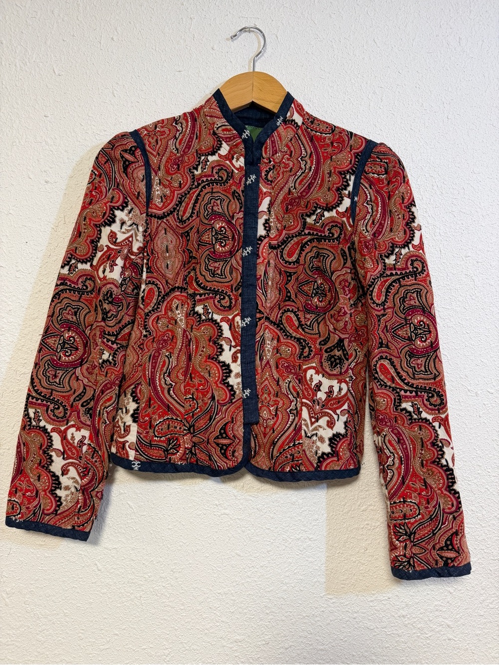 Anthropologie Waverly Quilted Women's Red Paisley Jacket XS